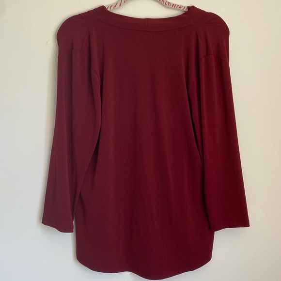 Charter Club Women’s Long Sleeve Maroon V-Neck Top - Picture 4 of 4